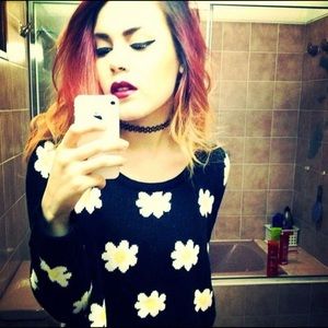 Black cropped daisy sweater